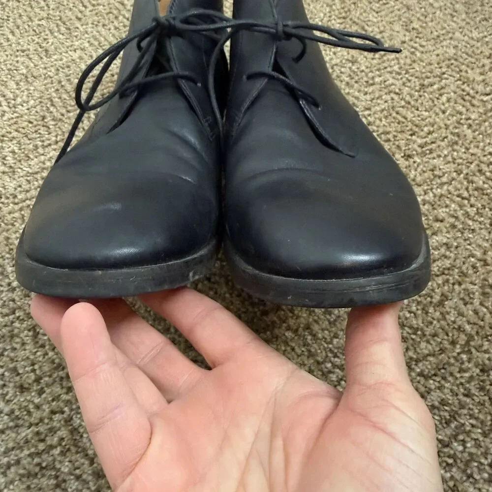 Clarks Glide Chukka Black Leather Shoes Men's size 12